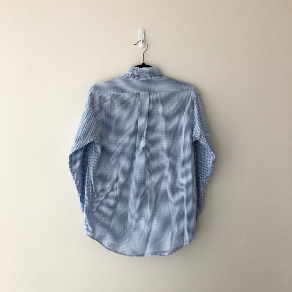 Brooks Brothers Checked Button Down Top Blue White - image 5